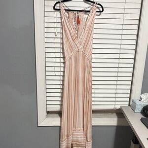 Striped Orange Yellow and White Maxi Dress